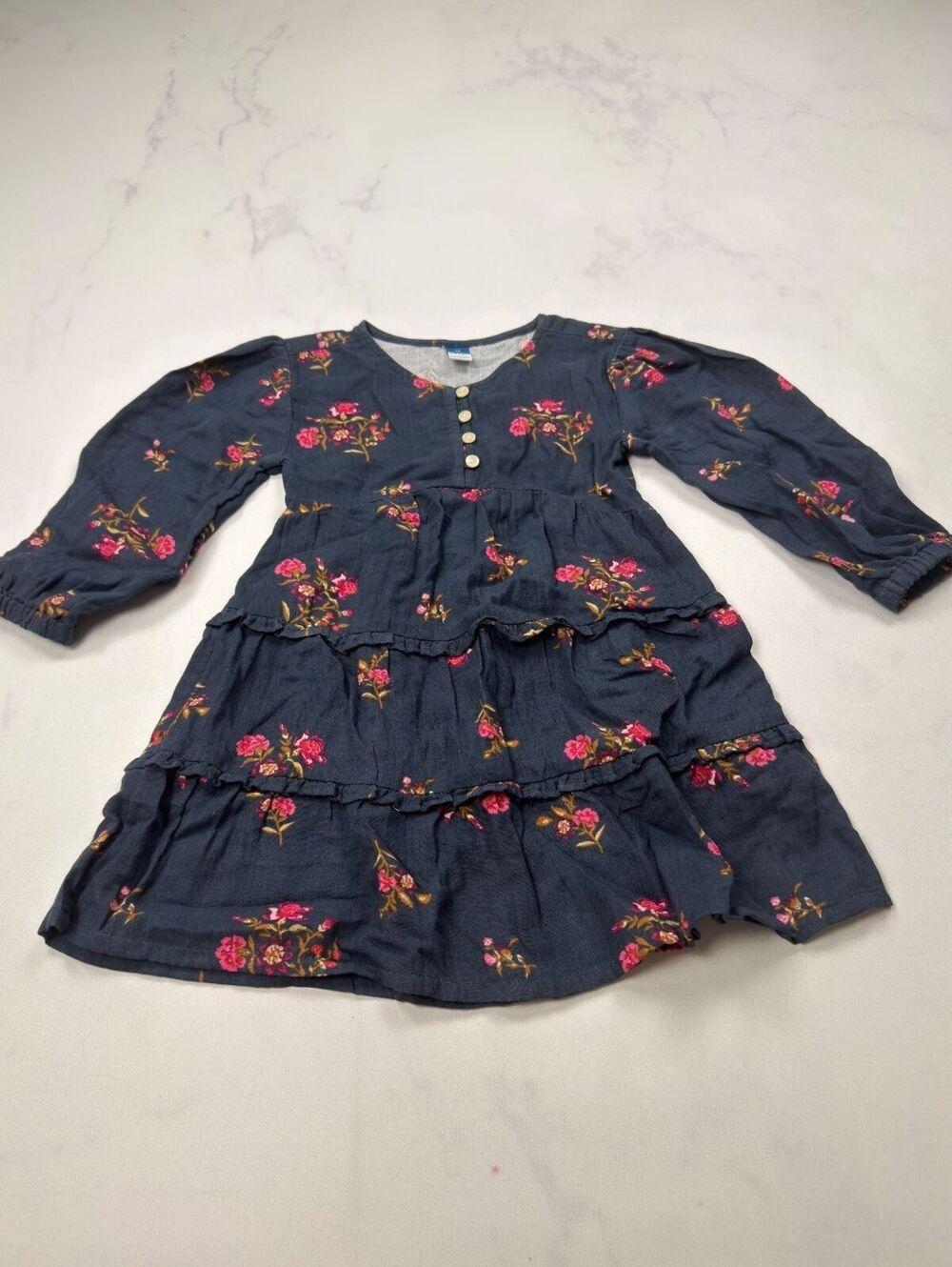 Old Navy Shirt Dress Navy 2010s Romantic Tiered - Girls 4T